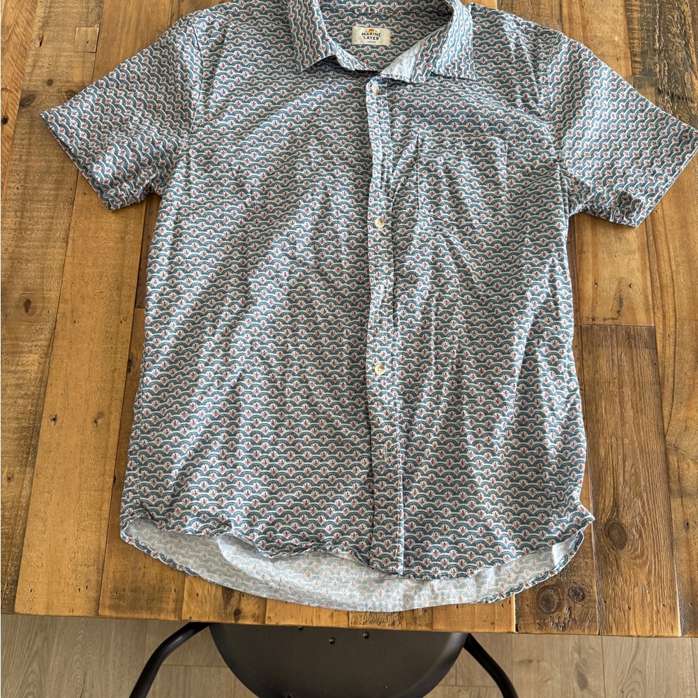 Marine Layer Blue, Red and Gray Casual Button Down Shirt